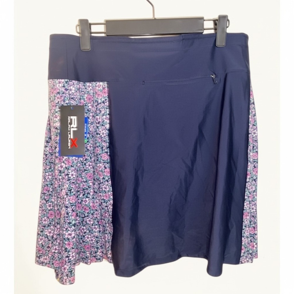 RLX Ralph Lauren Navy Blue Floral Pleated Golf Skort Womens Large NWT